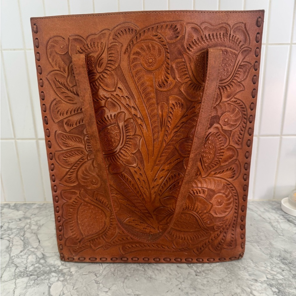 Embossed Leather Tote Bag by Alejandro Yeo
